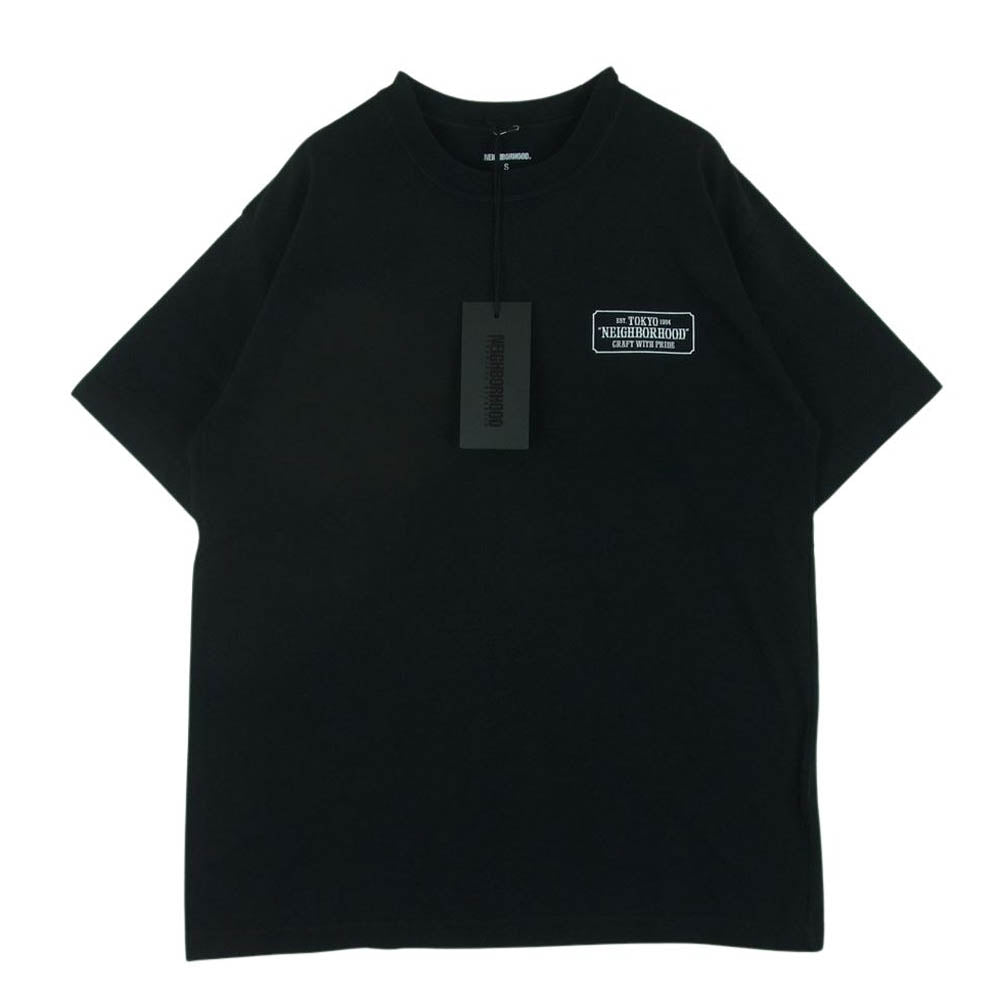 NEIGHBORHOOD ネイバーフッド 211PCNH-ST01 BAR ＆ SHIELD / C-TEE.SS プリント 半袖 Tシャツ ブラック系 S【中古】