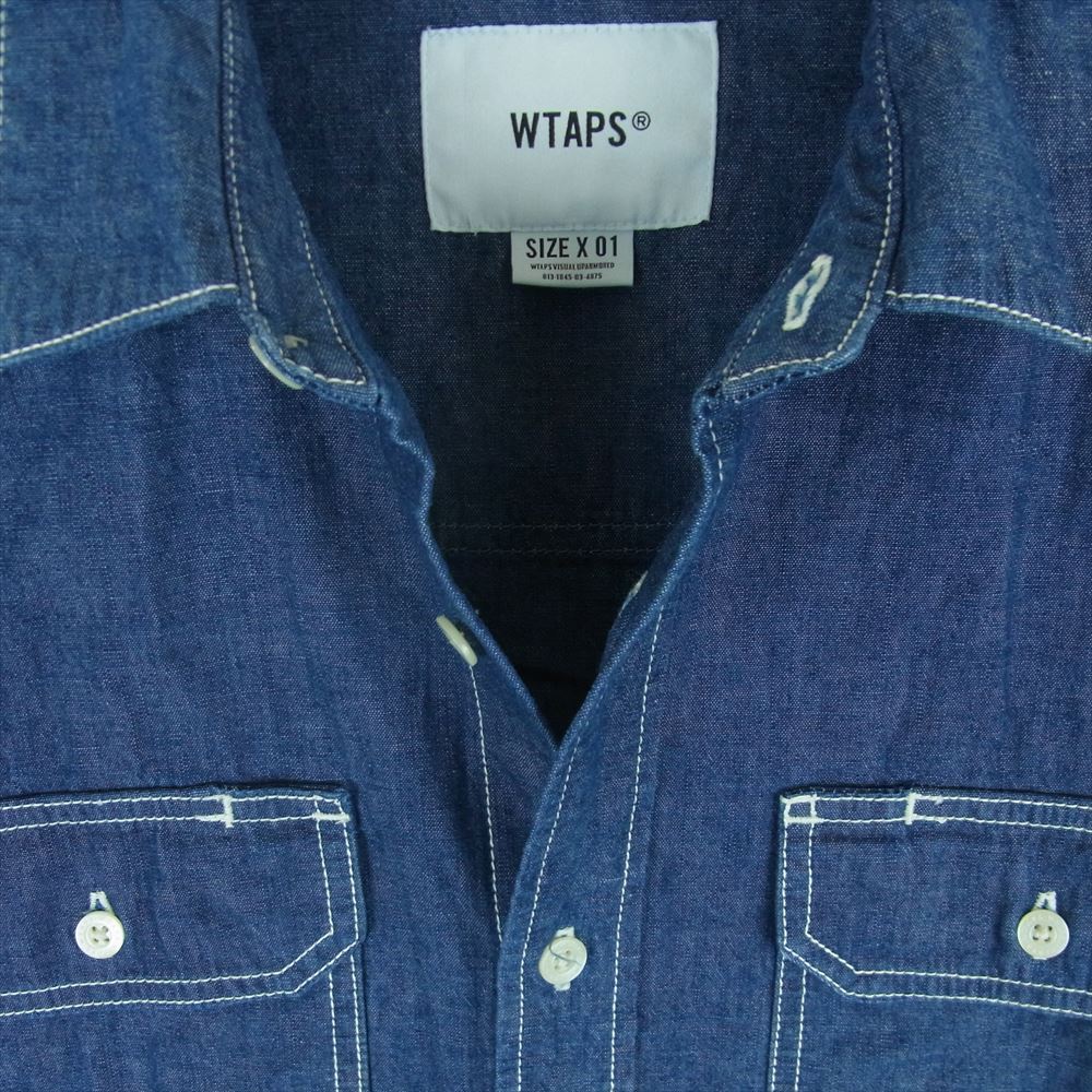 WTAPS ダブルタップス 191GWDT-SHM01 CELL CHAMBRAY デニム シャツ 長袖 インディゴブルー系 01【中古】