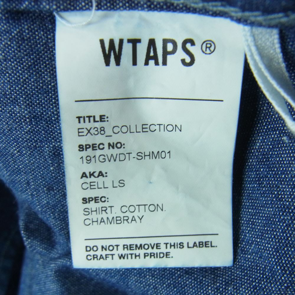 WTAPS ダブルタップス 191GWDT-SHM01 CELL CHAMBRAY デニム シャツ 長袖 インディゴブルー系 01【中古】