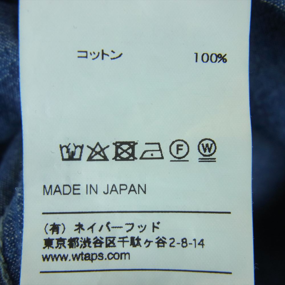 WTAPS ダブルタップス 191GWDT-SHM01 CELL CHAMBRAY デニム シャツ 長袖 インディゴブルー系 01【中古】