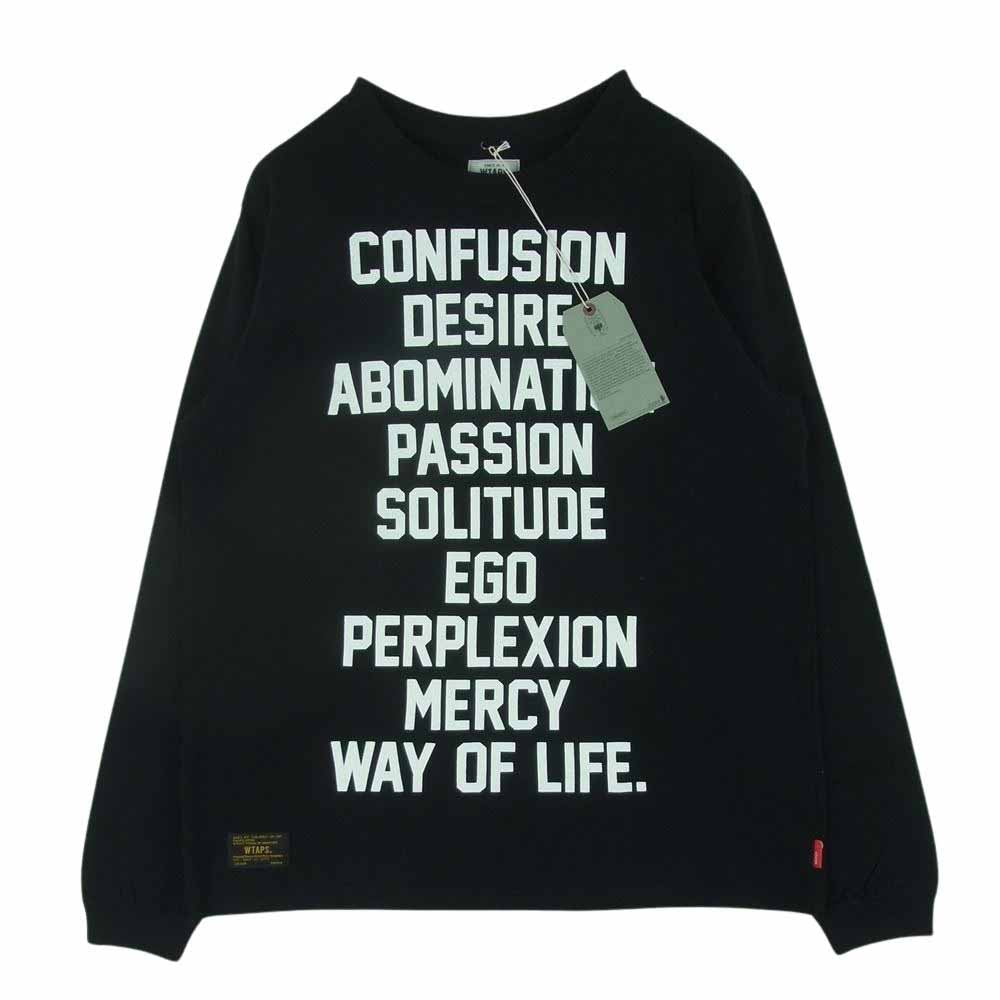 WTAPS ダブルタップス 142ATDT-CSM17 DESIGN L/S プリント 長袖 Ｔシャツ カットソー ブラック系 S【極上美品】【中古】