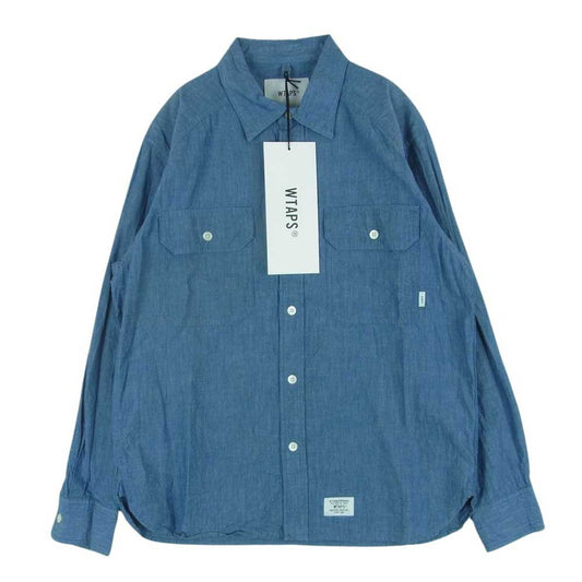 WTAPS ダブルタップス 181BRDT-SHM02 CELL LS SHIRT セル ロングスリーブ 長袖 シャツ インディゴブルー系 01【美品】【中古】