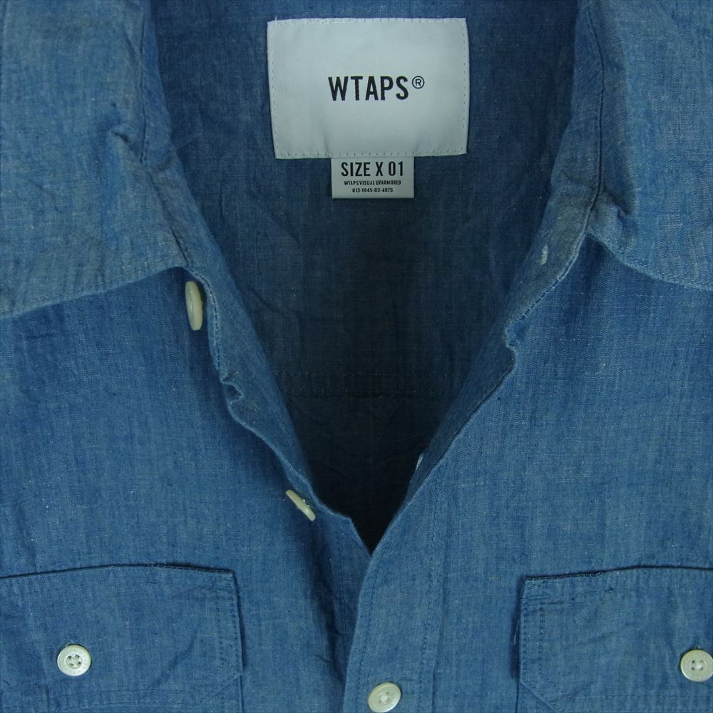 WTAPS ダブルタップス 181BRDT-SHM02 CELL LS SHIRT セル ロングスリーブ 長袖 シャツ インディゴブルー系 01【美品】【中古】