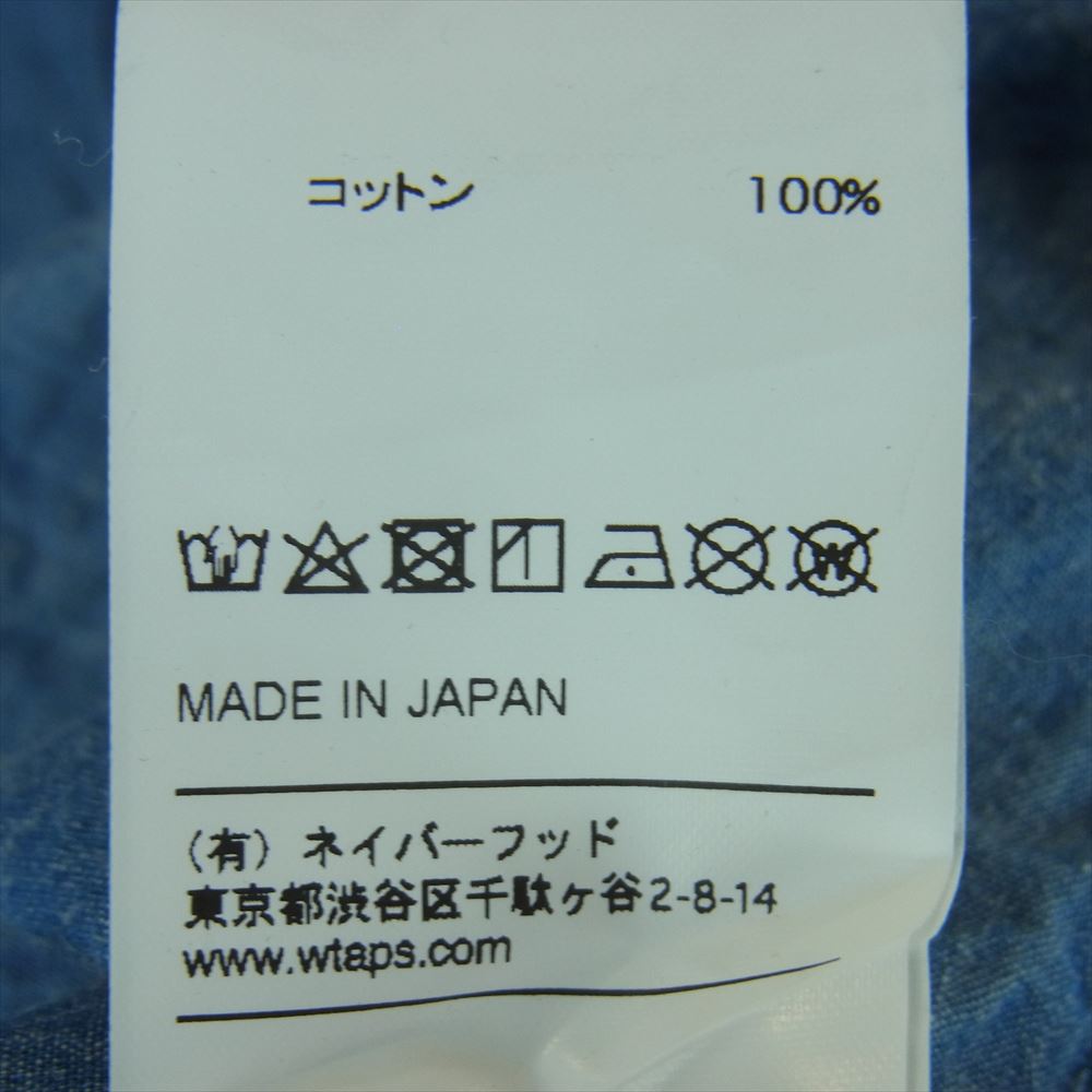 WTAPS ダブルタップス 181BRDT-SHM02 CELL LS SHIRT セル ロングスリーブ 長袖 シャツ インディゴブルー系 01【美品】【中古】