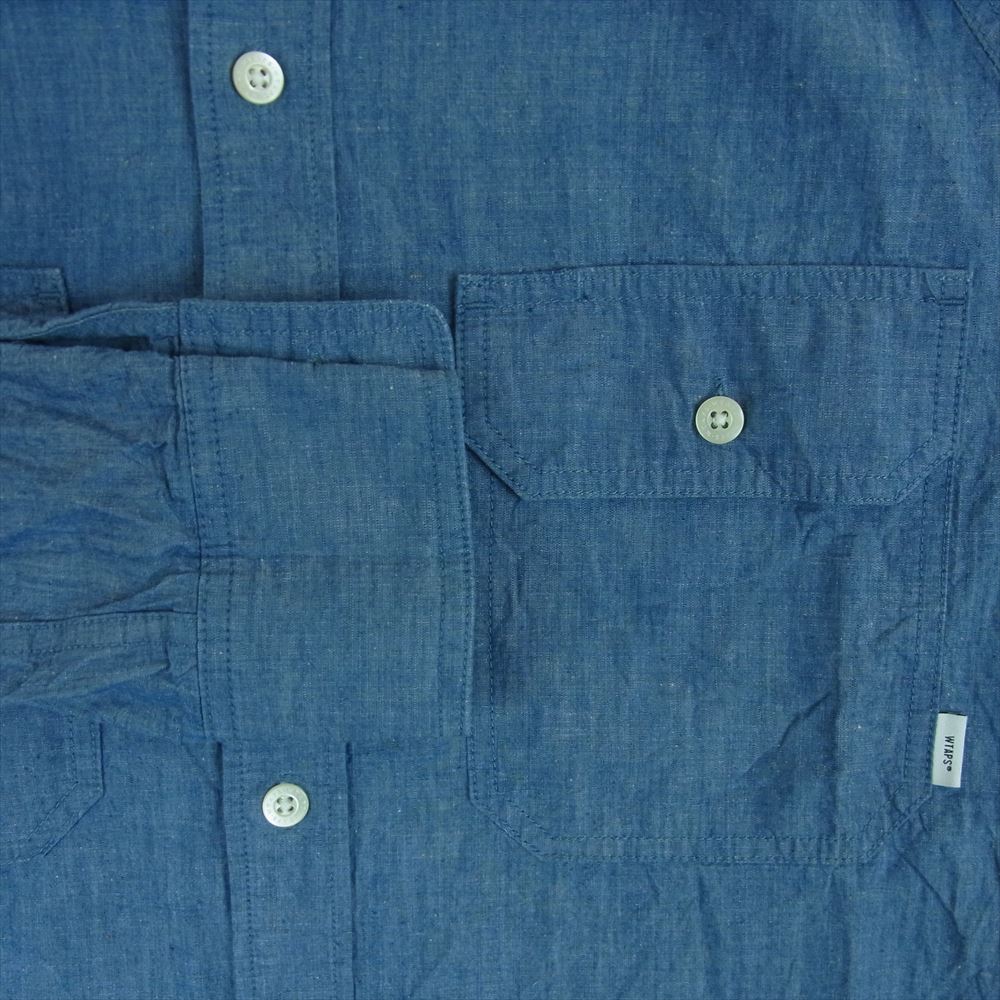 WTAPS ダブルタップス 181BRDT-SHM02 CELL LS SHIRT セル ロングスリーブ 長袖 シャツ インディゴブルー系 01【美品】【中古】