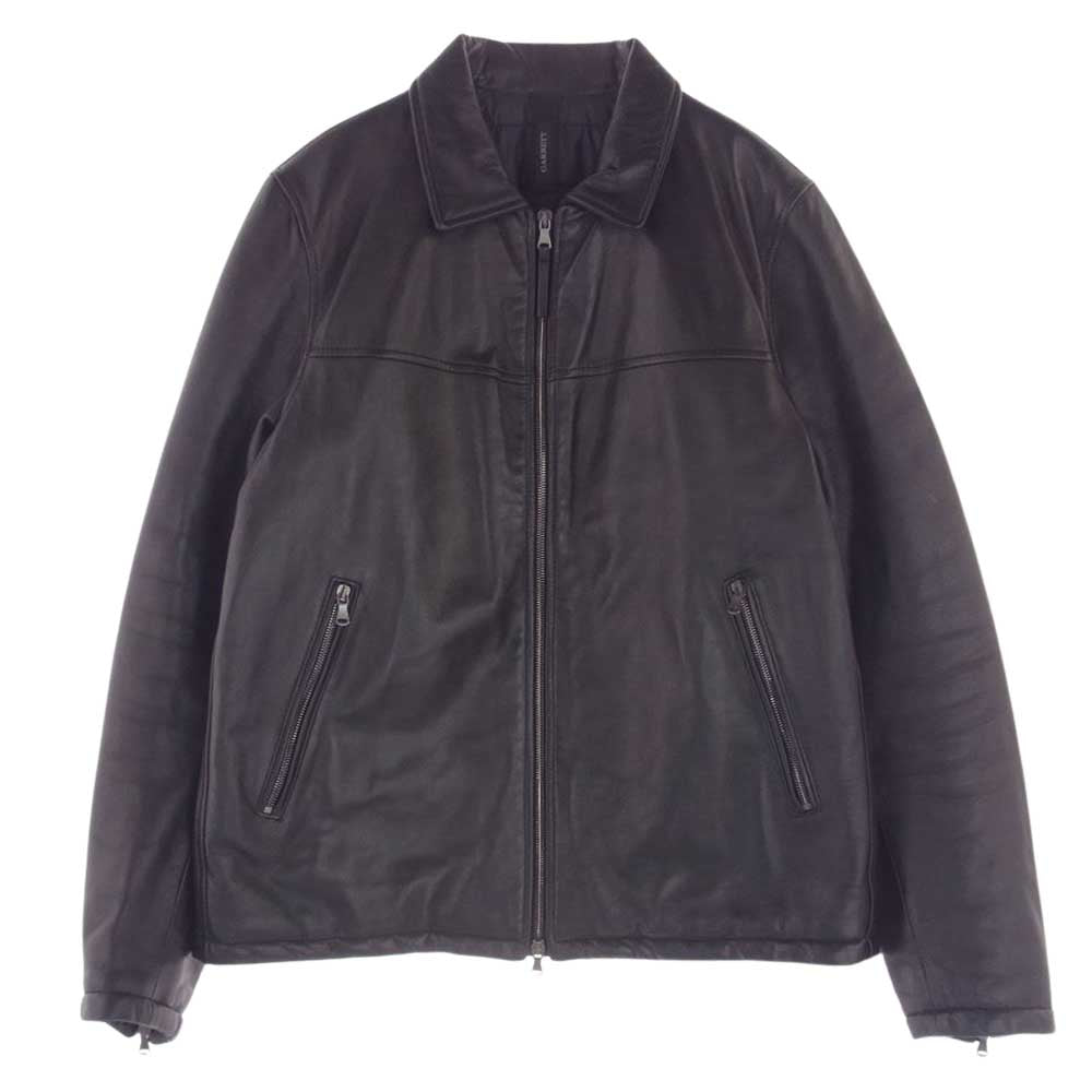 ギャレット イタリア製 中綿キルティング レザー シングルライダース ジャケット  ブラック系 50【中古】