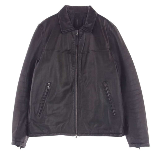 ギャレット イタリア製 中綿キルティング レザー シングルライダース ジャケット  ブラック系 50【中古】