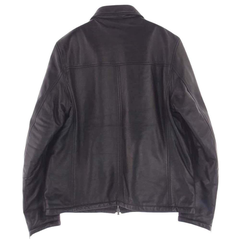 ギャレット イタリア製 中綿キルティング レザー シングルライダース ジャケット  ブラック系 50【中古】