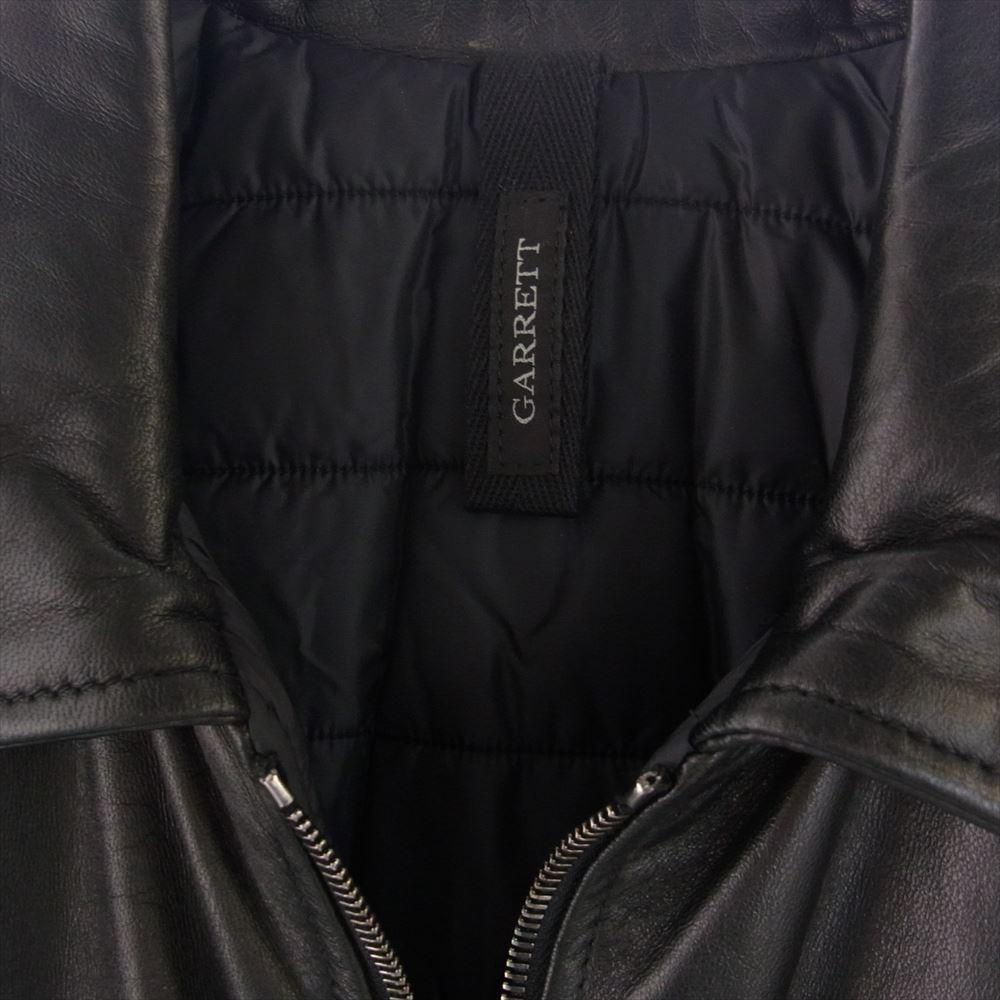 ギャレット イタリア製 中綿キルティング レザー シングルライダース ジャケット  ブラック系 50【中古】