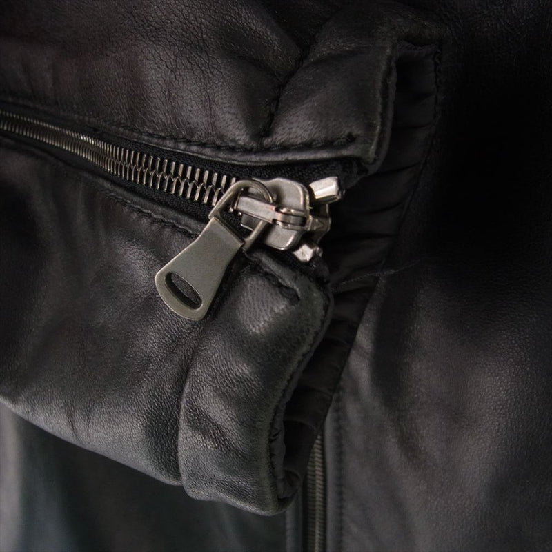 ギャレット イタリア製 中綿キルティング レザー シングルライダース ジャケット  ブラック系 50【中古】