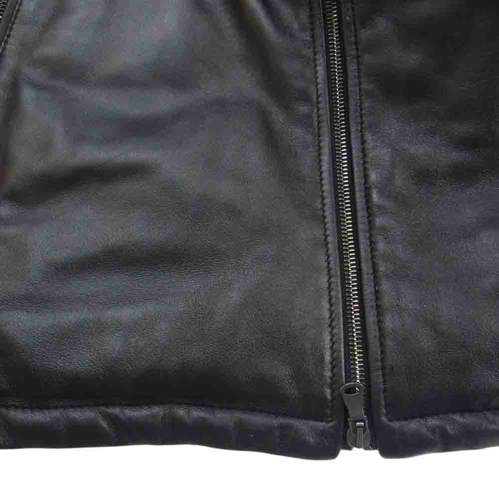 ギャレット イタリア製 中綿キルティング レザー シングルライダース ジャケット  ブラック系 50【中古】