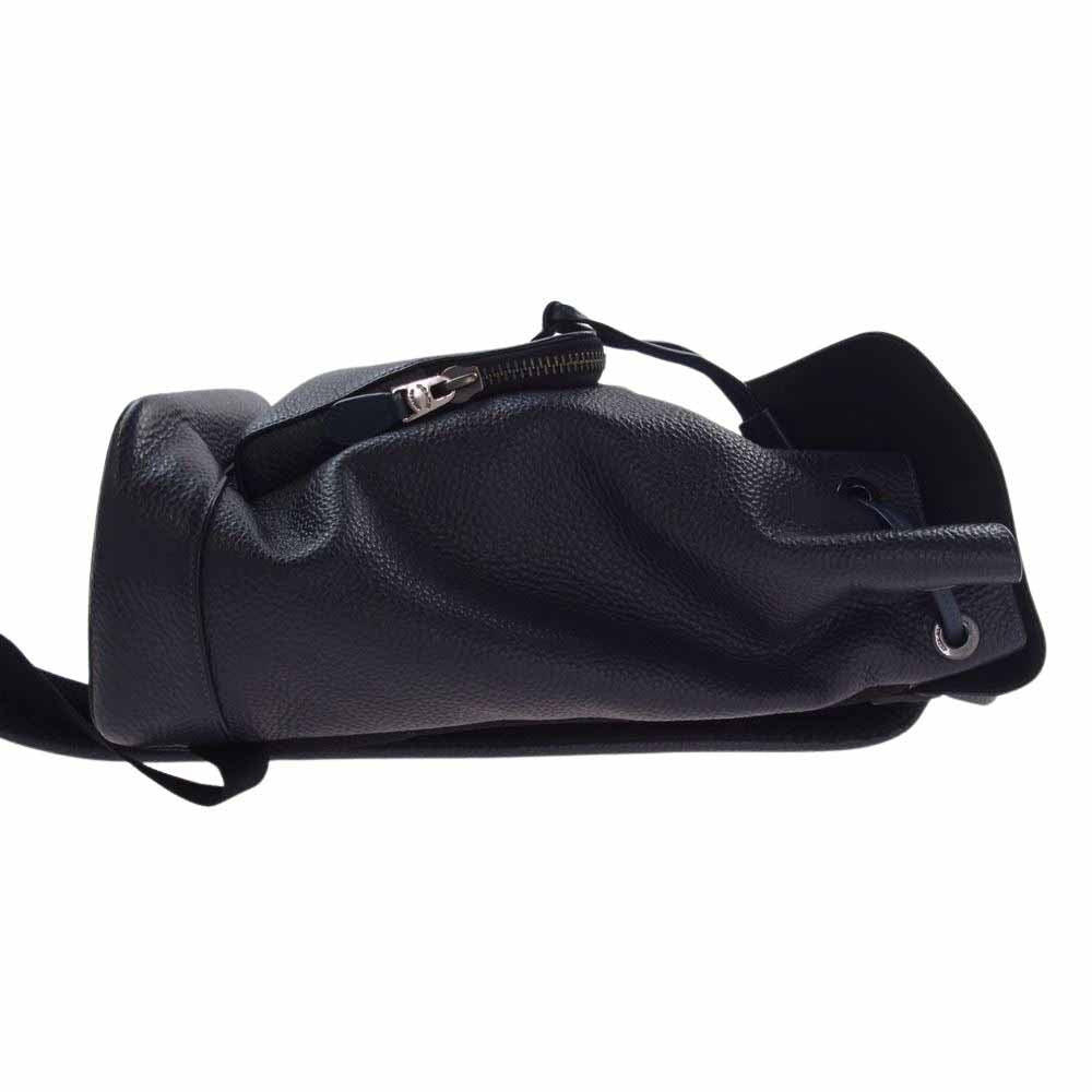 COACH コーチ C4134 バックパック リュックサック シュリンクレザー ネイビー系【中古】