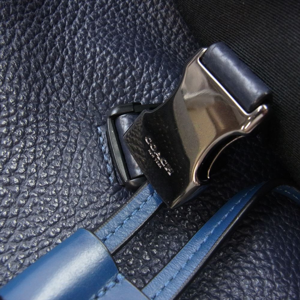 COACH コーチ C4134 バックパック リュックサック シュリンクレザー ネイビー系【中古】
