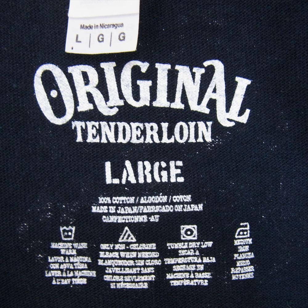 TENDERLOIN テンダーロイン LONG SLEEVE TEE 2A  バック ボルネオスカル プリント 長袖 Tシャツ ネイビー系 L【中古】