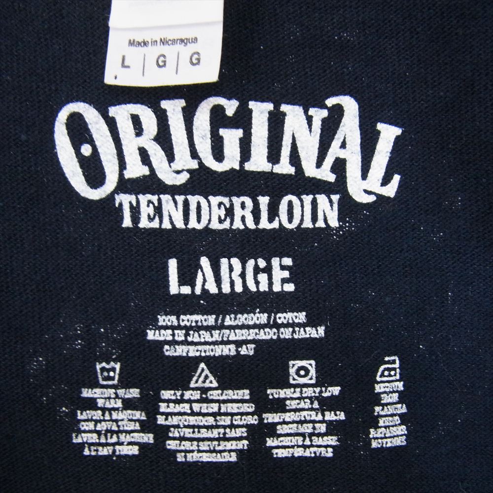TENDERLOIN テンダーロイン LONG SLEEVE TEE 2A バック ボルネオスカル プリント 長袖 Tシャツ ネイビー系 L【中古】