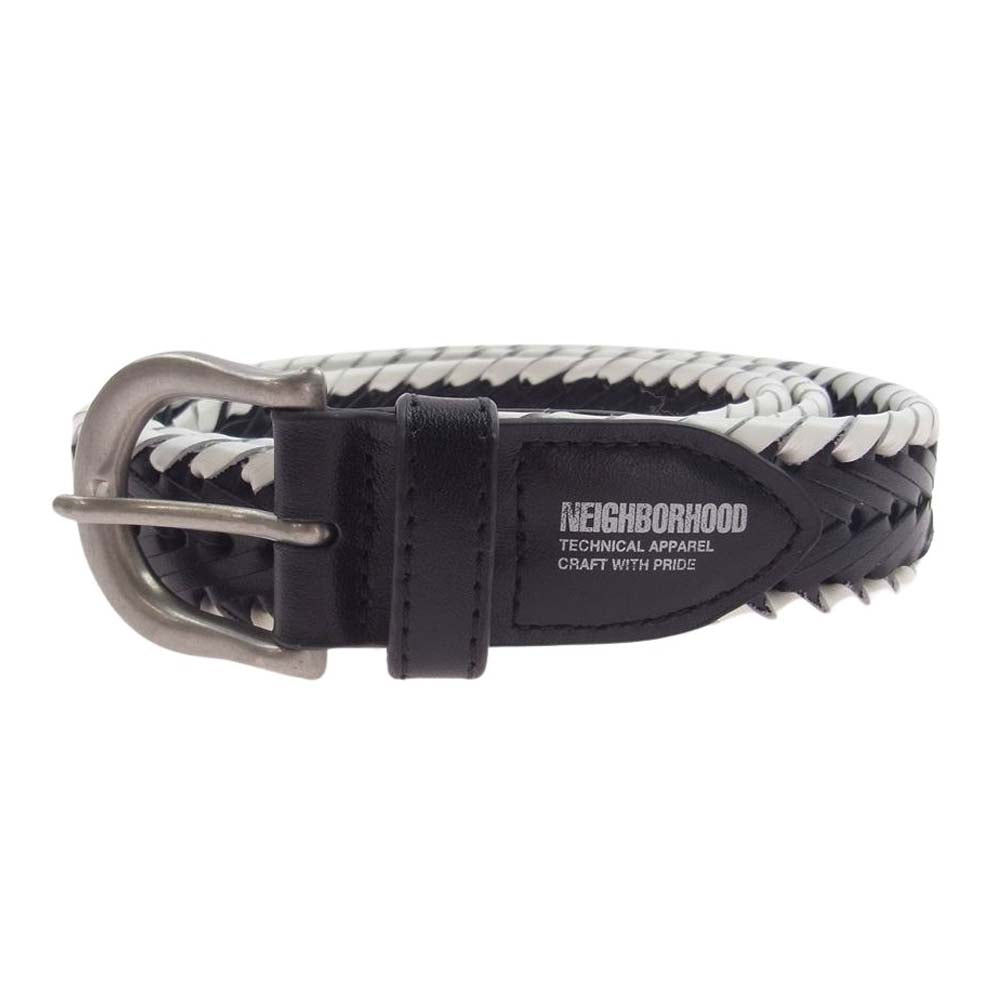 NEIGHBORHOOD ネイバーフッド 24SS 241PKNH-AC02 LEATHER MESH BELT レザーメッシュ ベルト ブラック系 ホワイト系 F【中古】