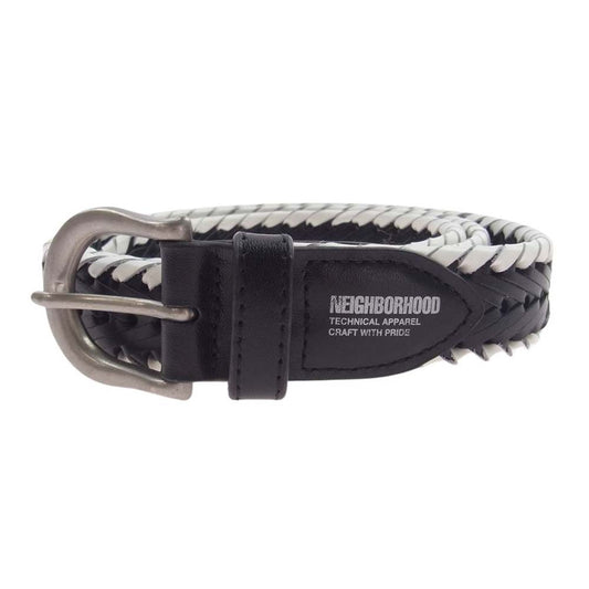 NEIGHBORHOOD ネイバーフッド 24SS 241PKNH-AC02 LEATHER MESH BELT レザーメッシュ ベルト ブラック系 ホワイト系 F【中古】