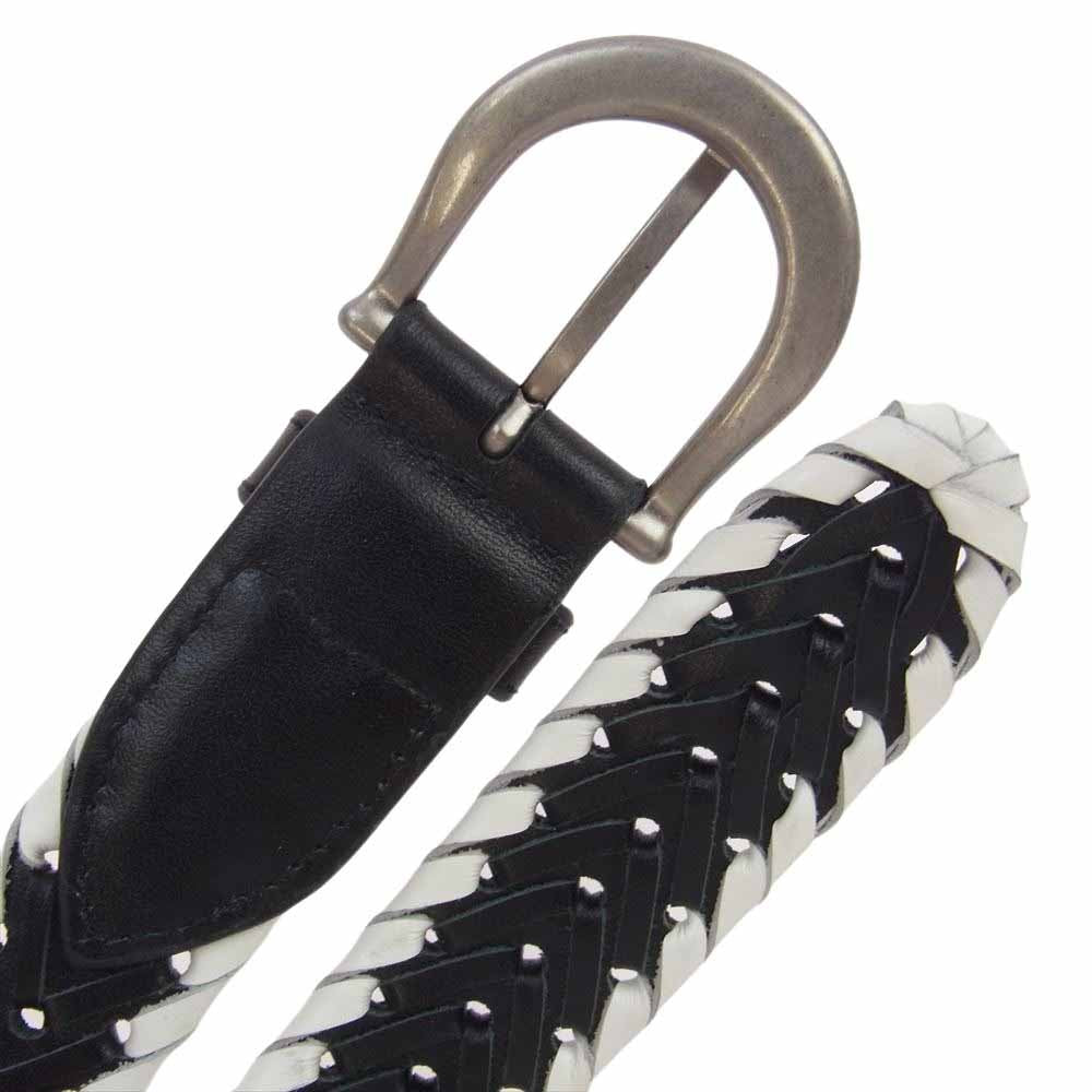 NEIGHBORHOOD ネイバーフッド 24SS 241PKNH-AC02 LEATHER MESH BELT レザーメッシュ ベルト ブラック系 ホワイト系 F【中古】
