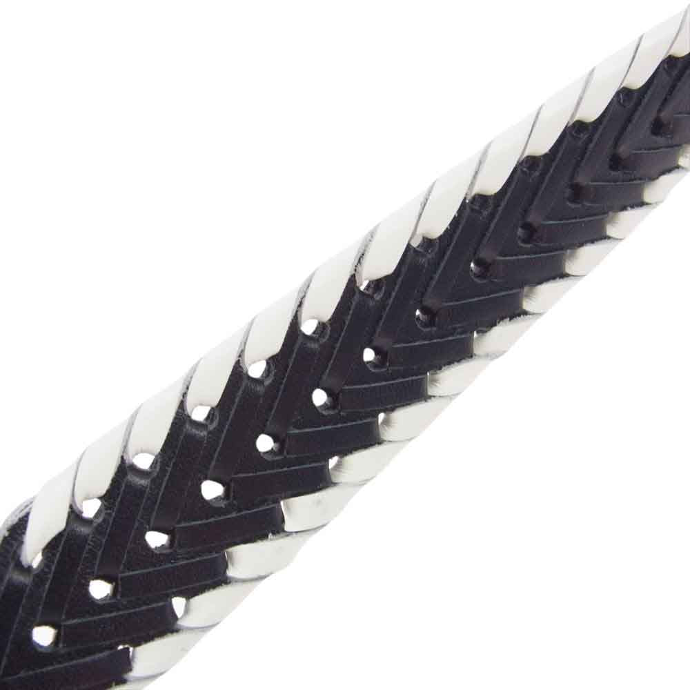 NEIGHBORHOOD ネイバーフッド 24SS 241PKNH-AC02 LEATHER MESH BELT レザーメッシュ ベルト ブラック系 ホワイト系 F【中古】