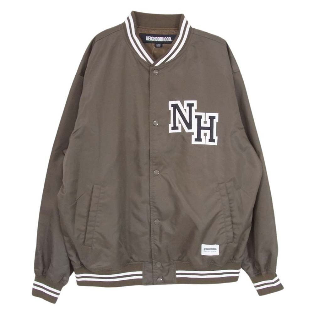 NEIGHBORHOOD ネイバーフッド 24SS 241TSNH－JKM04 BASEBALL JACKET ベースボール ジャケット ナイロン スタジャン NHワッペン刺繍 ブラウン系 L【中古】