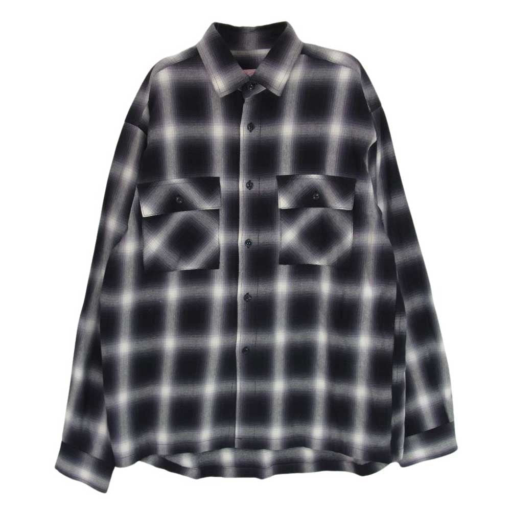 ビッグマイク 102315000 SANFORIZED LIGHT FLANNEL CHECK SHIRTS サンフォライズド ライトフランネル オンブレ チェック 猫目ボタン 長袖 シャツ ブラック系 M【中古】