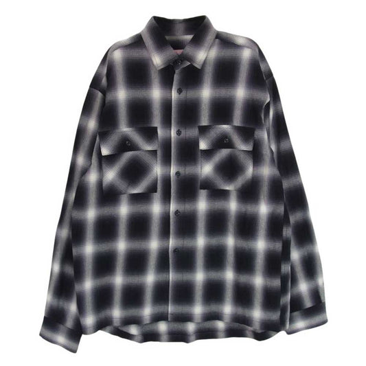 ビッグマイク 102315000 SANFORIZED LIGHT FLANNEL CHECK SHIRTS サンフォライズド ライトフランネル オンブレ チェック 猫目ボタン 長袖 シャツ ブラック系 M【中古】