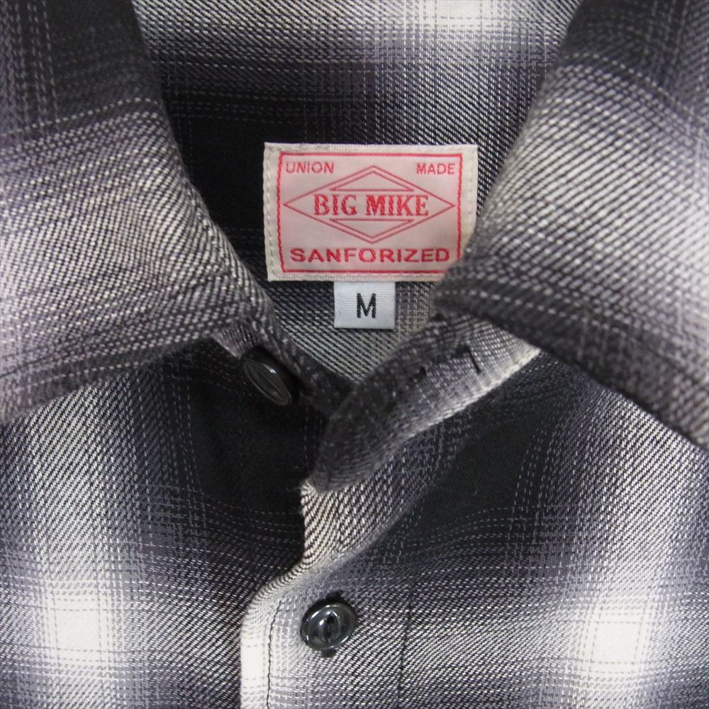 ビッグマイク 102315000 SANFORIZED LIGHT FLANNEL CHECK SHIRTS サンフォライズド ライトフランネル オンブレ チェック 猫目ボタン 長袖 シャツ ブラック系 M【中古】