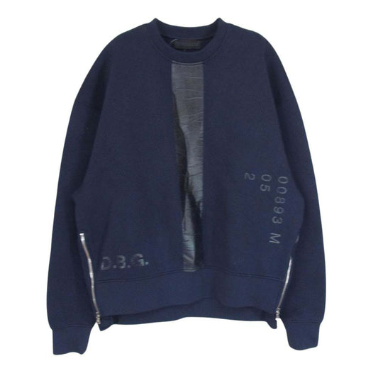 DIESEL ディーゼル BLACK GOLD ブラック ゴールド ネオプレン ロゴ サイドジップ クルーネック スウェット ネイビー系 M【中古】