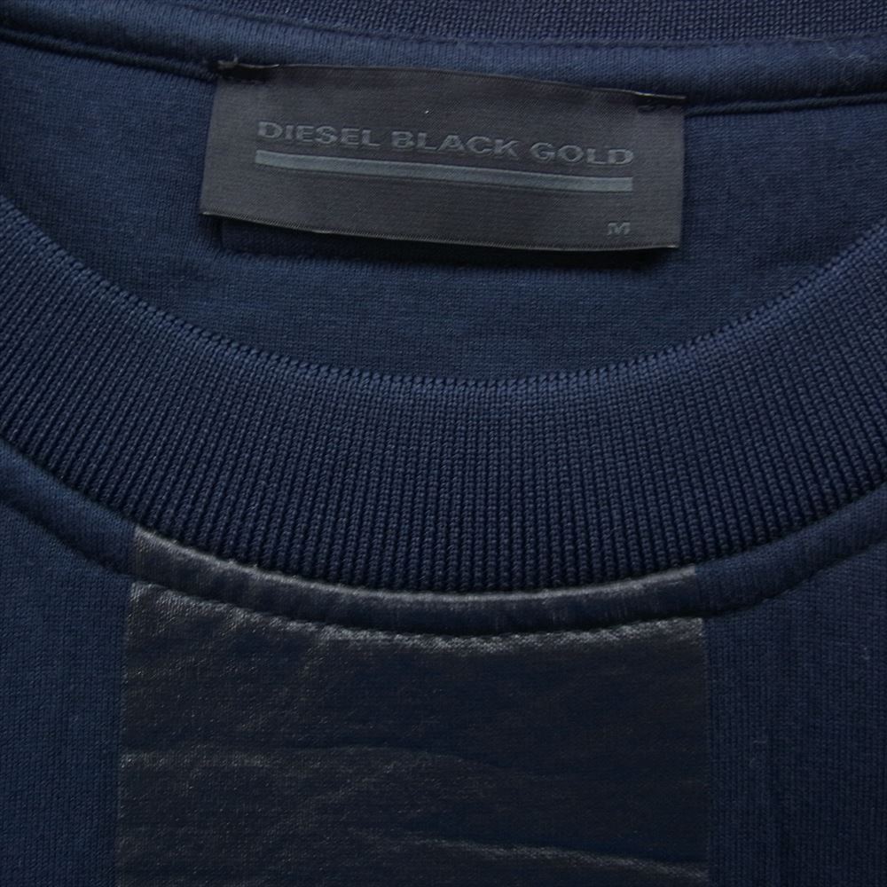 DIESEL ディーゼル BLACK GOLD ブラック ゴールド ネオプレン ロゴ サイドジップ クルーネック スウェット ネイビー系 M【中古】