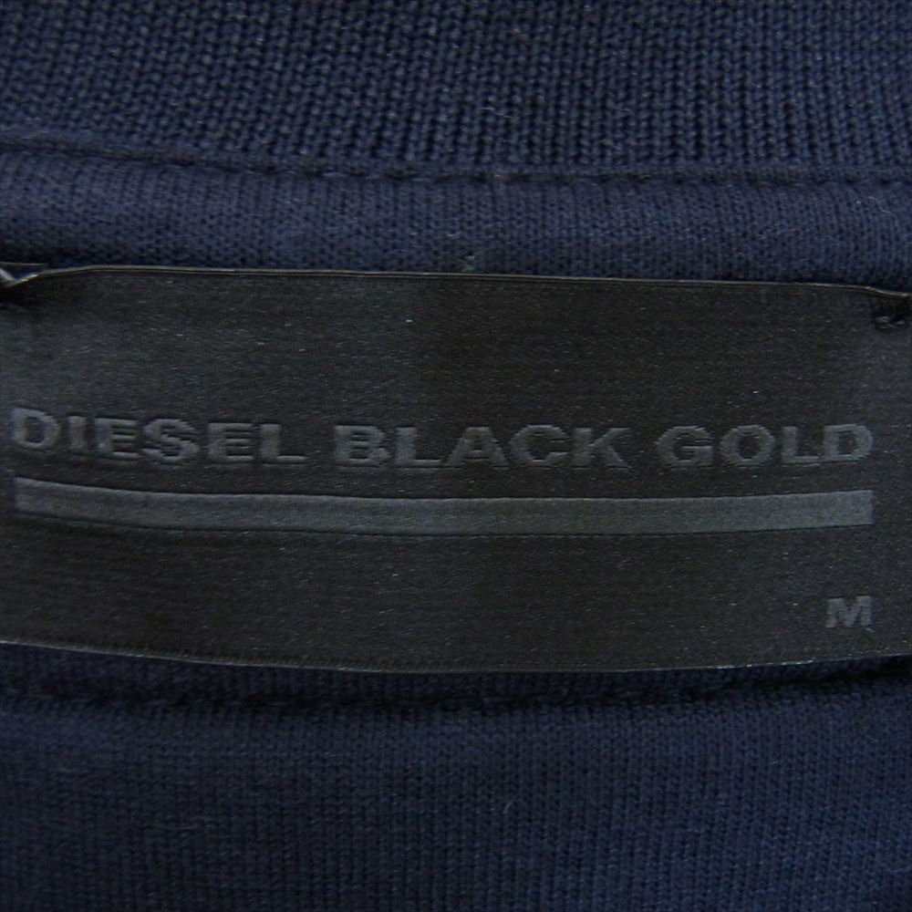 DIESEL ディーゼル BLACK GOLD ブラック ゴールド ネオプレン ロゴ サイドジップ クルーネック スウェット ネイビー系 M【中古】