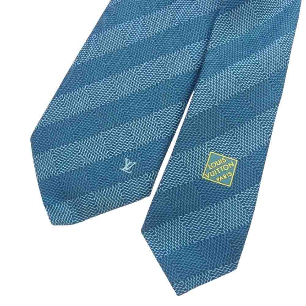 LOUIS VUITTON ルイ・ヴィトン イタリア製 シルク100％ ダミエ ネクタイ ライトブルー系【新古品】【未使用】【中古】