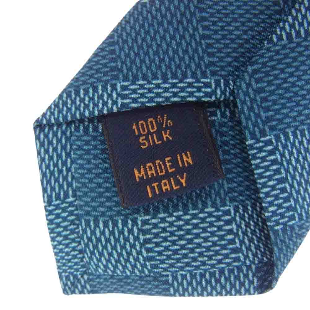 LOUIS VUITTON ルイ・ヴィトン イタリア製 シルク100％ ダミエ ネクタイ ライトブルー系【新古品】【未使用】【中古】