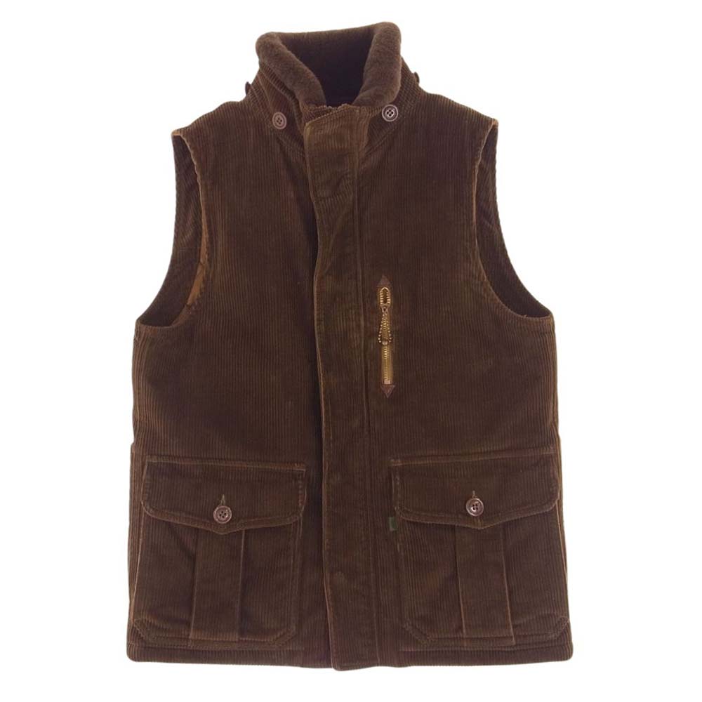 GERUGA ゲルガ GR-V-13 フード欠品 HOODED VEST コーデュロイ アローポケット チェーンボール 中綿ベスト ブラウン系 3【中古】