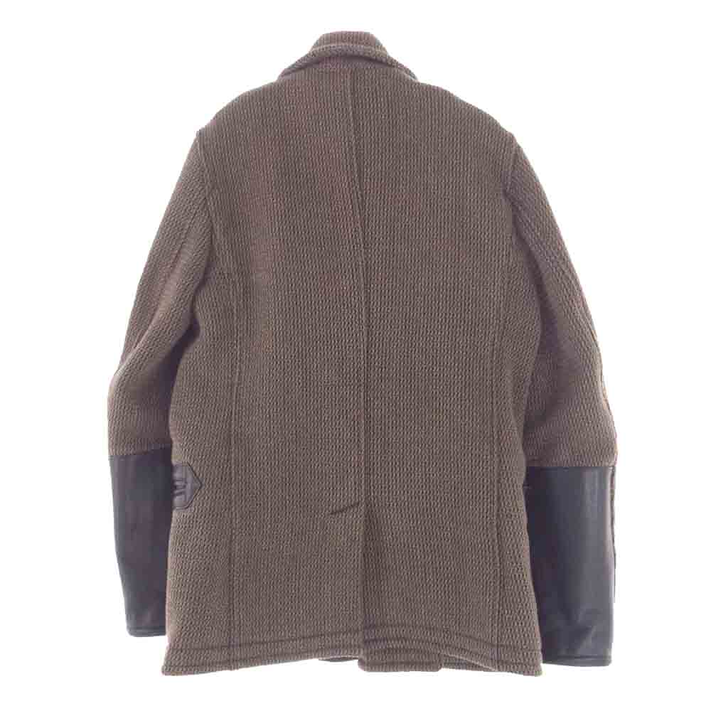 LOST CONTROL ロストコントロール L11F3-4151 Double Melton P Coat レザー切替 アローポケット ダブル メルトン ウール ビーチクロス ピーコート ブラウン系 3【中古】