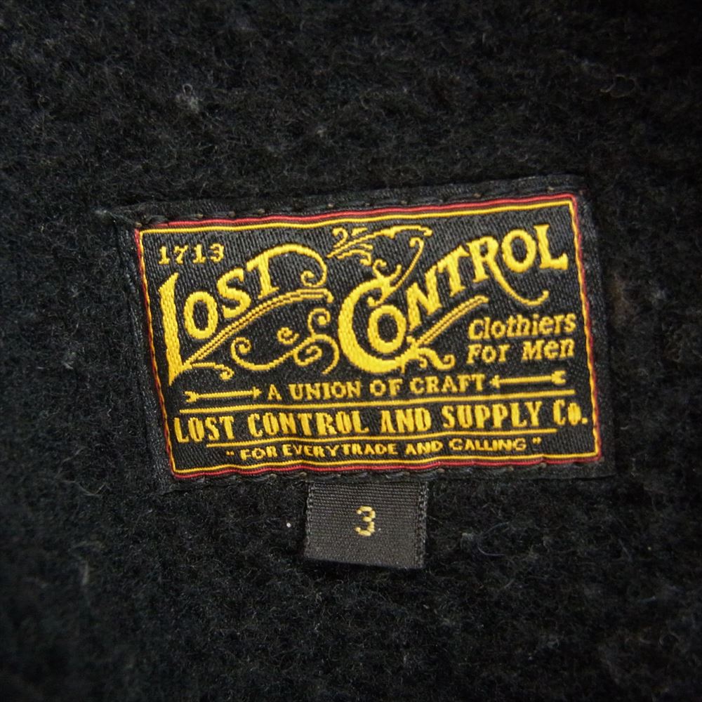 LOST CONTROL ロストコントロール L11F3-4151 Double Melton P Coat レザー切替 アローポケット ダブル メルトン ウール ビーチクロス ピーコート ブラウン系 3【中古】