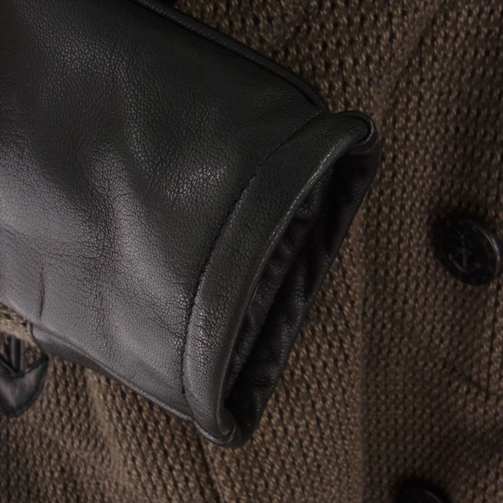 LOST CONTROL ロストコントロール L11F3-4151 Double Melton P Coat レザー切替 アローポケット ダブル メルトン ウール ビーチクロス ピーコート ブラウン系 3【中古】