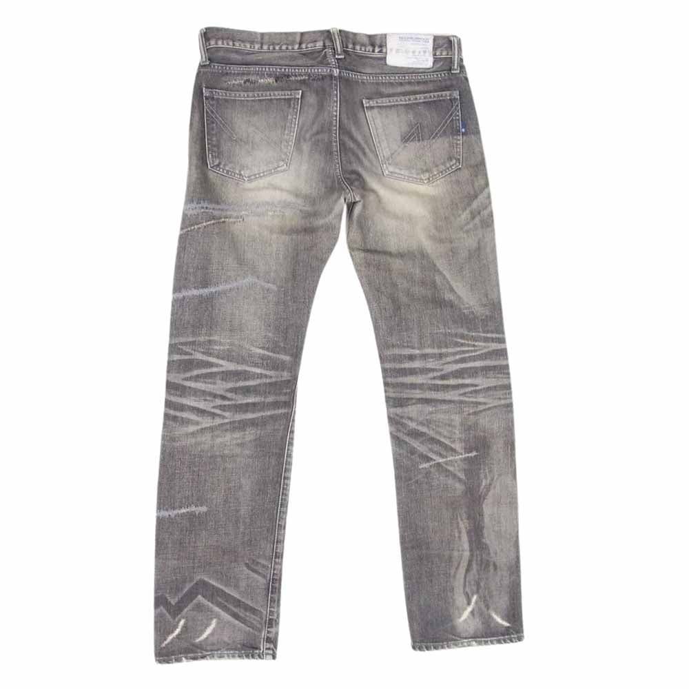 NEIGHBORHOOD ネイバーフッド 06EX Scab Savage LEVEL4 NARROW STRAIGHT サベージ ナローストレート セルビッジ ダメージ加工 ブラックデニム パンツ ラージ ブラック系 L【中古】