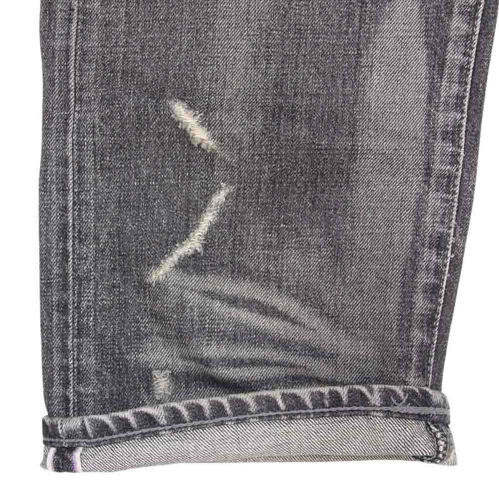 NEIGHBORHOOD ネイバーフッド 06EX Scab Savage LEVEL4 NARROW STRAIGHT サベージ ナローストレート セルビッジ ダメージ加工 ブラックデニム パンツ ラージ ブラック系 L【中古】