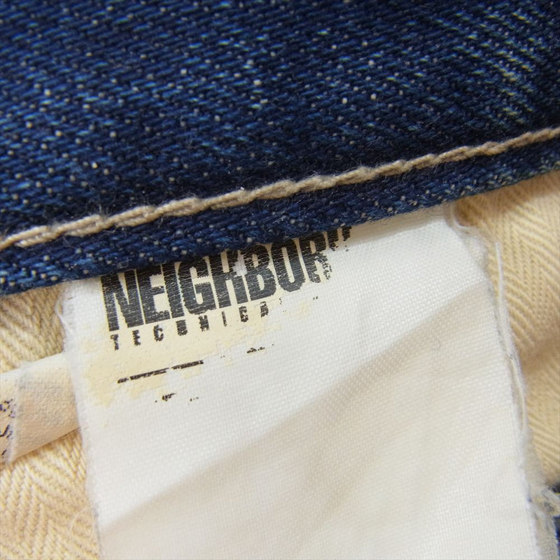 NEIGHBORHOOD ネイバーフッド 07EX 003-F-28S Scab Savage LEVEL4 MEDIUM STRAIGHT サベージ ミディアムストレート セルビッジ ダメージ加工 デニム パンツ スモール インディゴブルー系 S【中古】