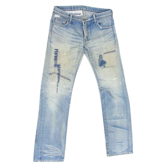 NEIGHBORHOOD ネイバーフッド 07EX 003-F-28S Scab Savage LEVEL4 NARROW STRAIGHT サベージ ナローストレート セルビッジ ダメージ加工 デニム パンツ ミディアム インディゴブルー系 M【中古】