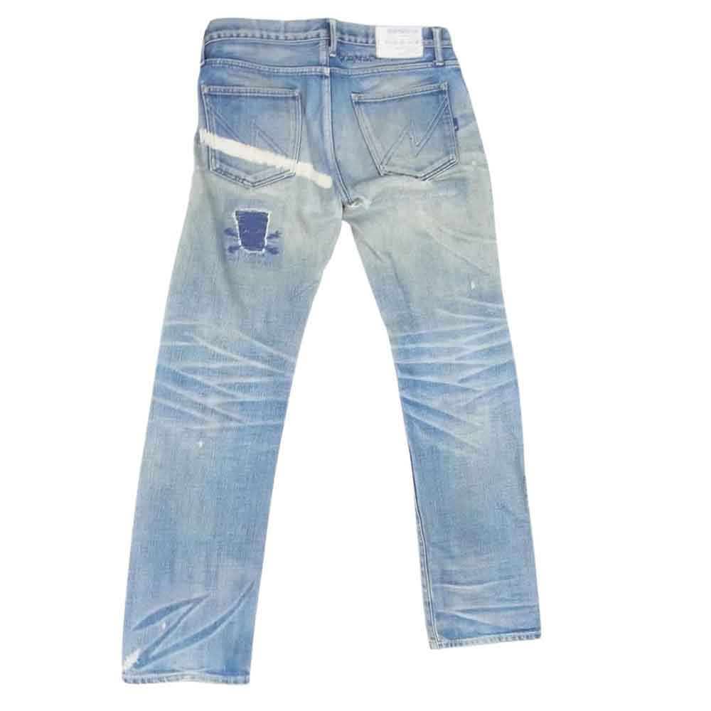 NEIGHBORHOOD ネイバーフッド 07EX 003-F-28S Scab Savage LEVEL4 NARROW STRAIGHT サベージ ナローストレート セルビッジ ダメージ加工 デニム パンツ ミディアム インディゴブルー系 M【中古】