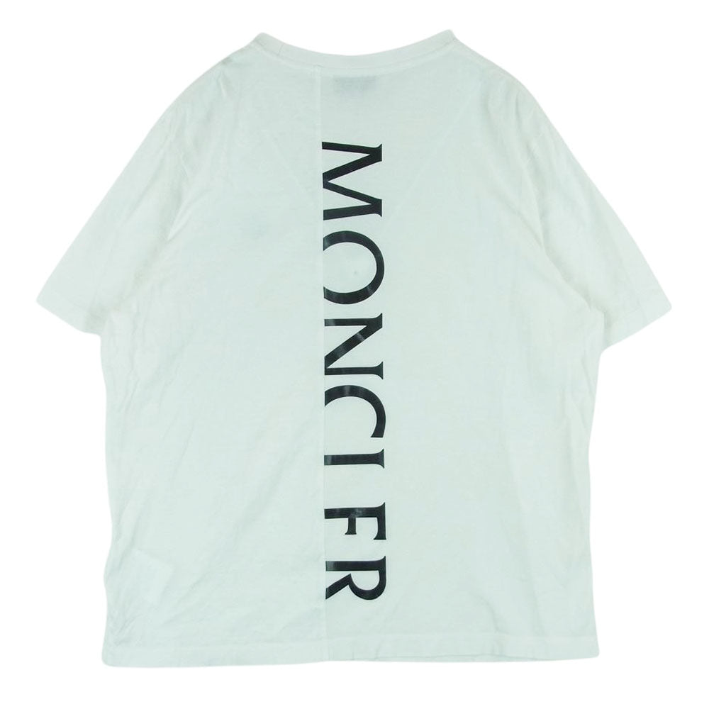 MONCLER モンクレール G10918C7B310 MAGLIA T-SHIRT バックロゴ プリント ラバーワッペン ロゴパッチ 半袖 Tシャツ カットソー ホワイト系 L【中古】