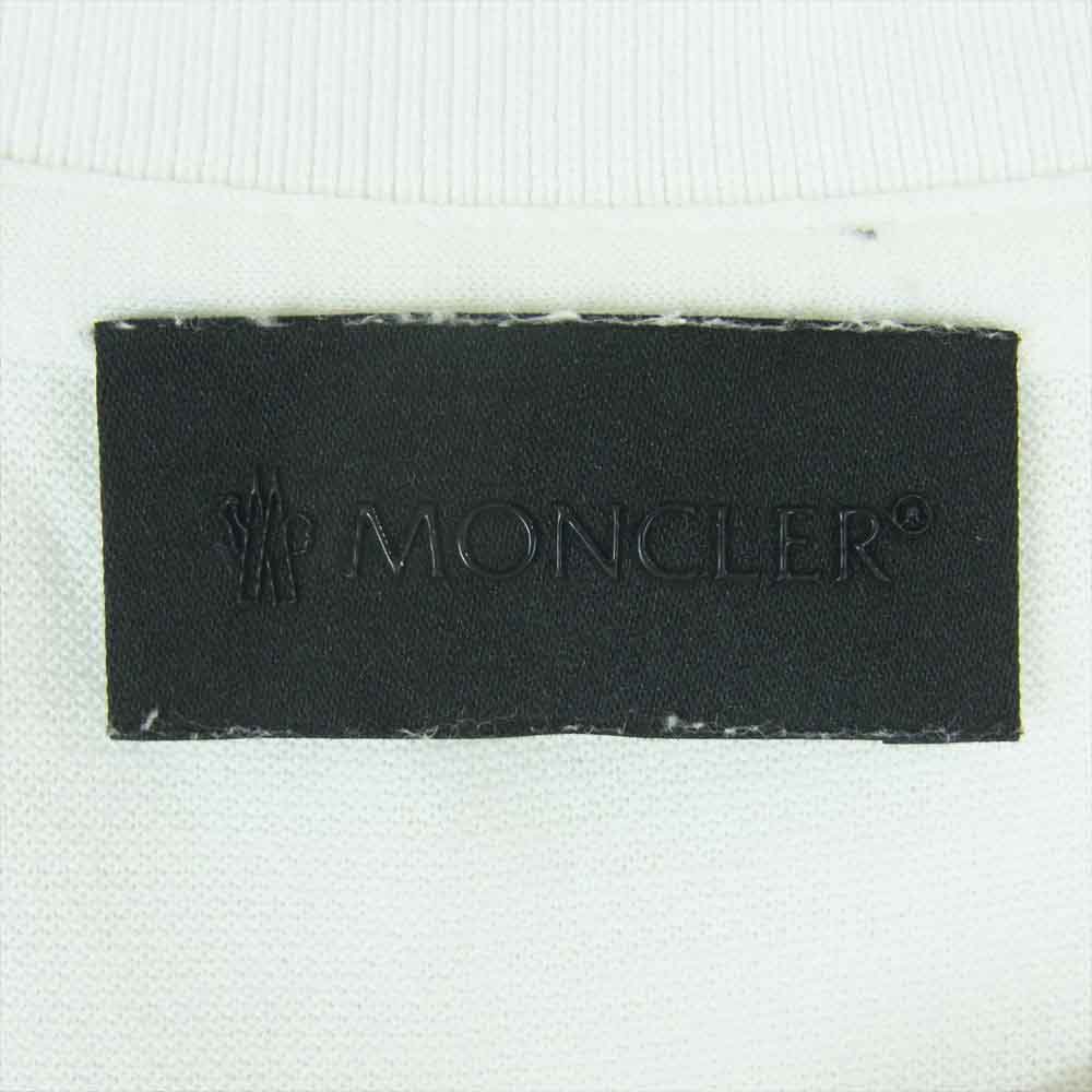 MONCLER モンクレール G10918C7B310 MAGLIA T-SHIRT バックロゴ プリント ラバーワッペン ロゴパッチ 半袖 Tシャツ カットソー ホワイト系 L【中古】