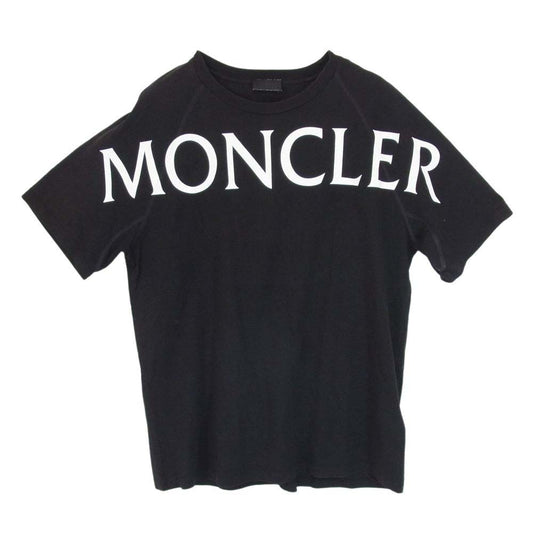 MONCLER モンクレール G10918C7C510 MAGLIA T-SHIRT ビッグロゴ プリント 半袖 Tシャツ  ブラック系 L【中古】