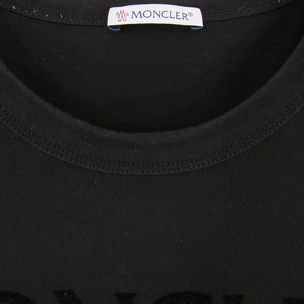 MONCLER モンクレール 21SS G20918C00042 MAGLIA T-SHIRT フロッキープリント ロゴ クルーネック 半袖Tシャツ ブラック系 L【中古】