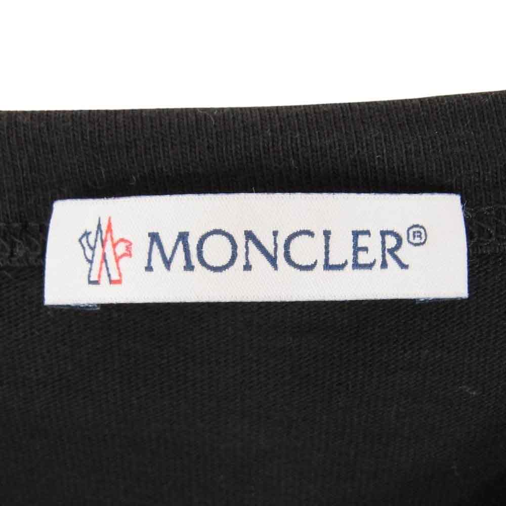 MONCLER モンクレール 21SS G20918C00042 MAGLIA T-SHIRT フロッキープリント ロゴ クルーネック 半袖Tシャツ ブラック系 L【中古】