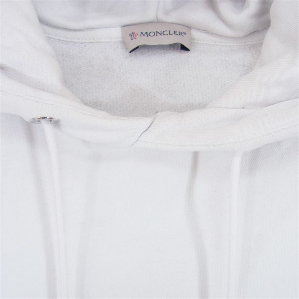 MONCLER モンクレール G20918G00040 MAGLIA CON CAPPUCCIO バイカラー プルオーバー パーカー フーディー ホワイト系 L【中古】