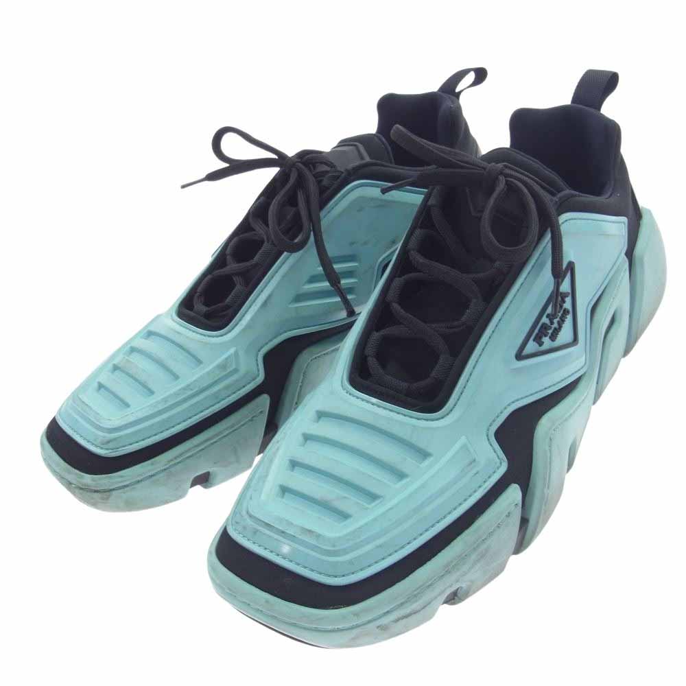 PRADA プラダ 2EG314 Techno Stretch Fabric Sneaker テクノストレッチファブリック ローカット スニーカー ライトブルー系 ブラック系 8【中古】