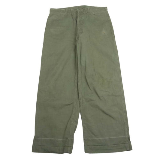 ヴィンテージ 40s USMC HBT ヘリンボーンツイル ボタンフライトラウザーズ ミリタリー パンツ カーキ系【中古】