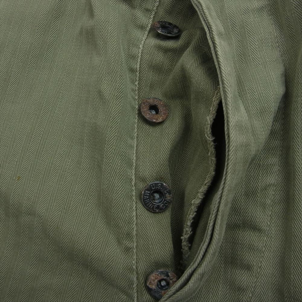 ヴィンテージ 40s USMC HBT ヘリンボーンツイル ボタンフライトラウザーズ ミリタリー パンツ カーキ系【中古】